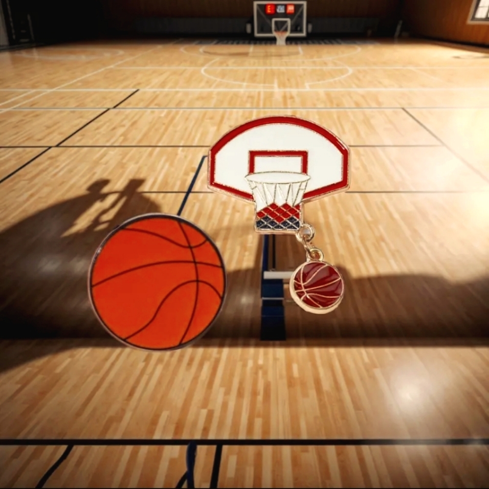 2pcs Basketball Enamel Pins Mini Alloy Brooches‎ For Sports Fans